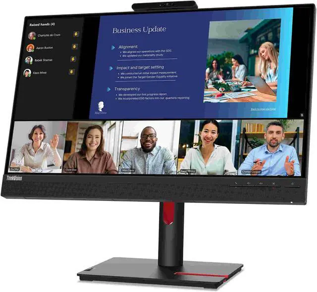 Alt view image 3 of 20 - Lenovo ThinkVision T24v-30 23.8" FHD IPS WEBCAM Speakers Black Monitor Win Hello