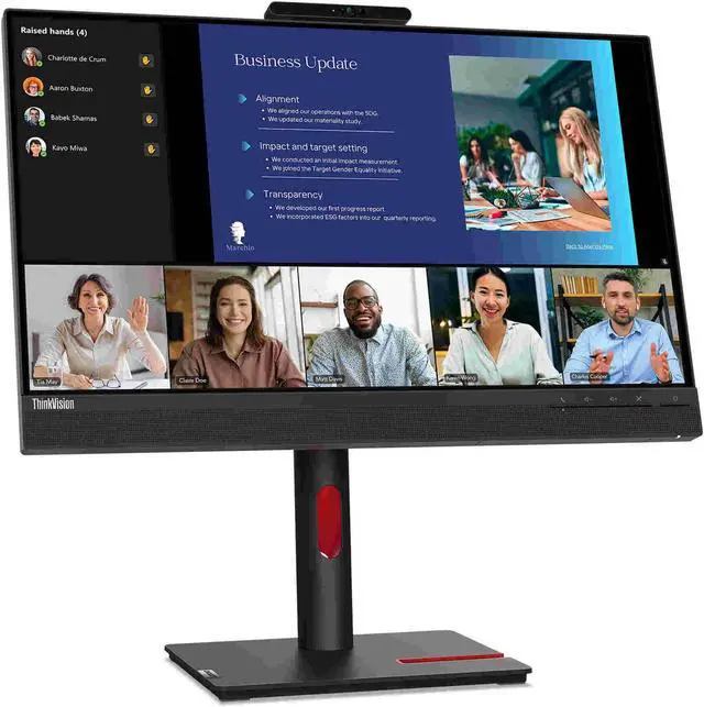 Alt view image 2 of 20 - Lenovo ThinkVision T24v-30 23.8" FHD IPS WEBCAM Speakers Black Monitor Win Hello