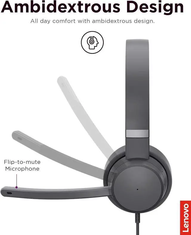 Alt view image 3 of 5 - Lenovo Go Wired ANC Headset (Thunder Black)