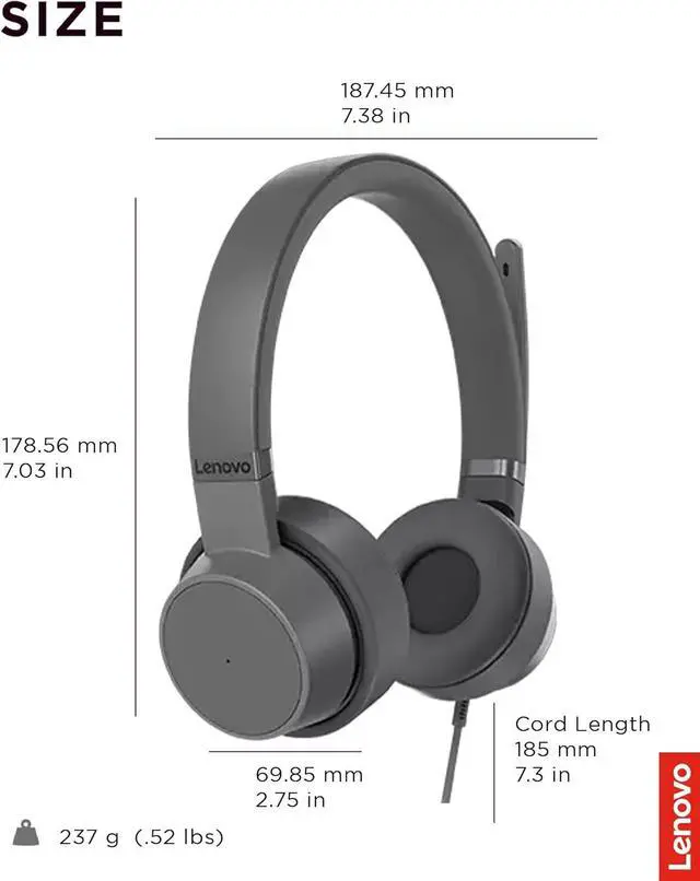 Alt view image 5 of 5 - Lenovo Go Wired ANC Headset (Thunder Black)