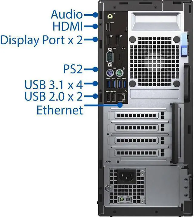 Alt view image 3 of 15 - Dell Optiplex 7040 Tower, Quad Core I5-6500 CPU 3.20GHZ, 4K UHD 3-Monitor Support, 2x Display Port, HDMI, 8GB, 250GB, Windows 10 Pro