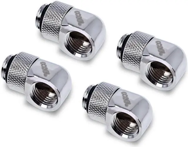 Main image of Alphacool Eiszapfen L-Connector Rotatable  G1/4 OT to G1/4 IT - Chrome - Four Pack (17616)