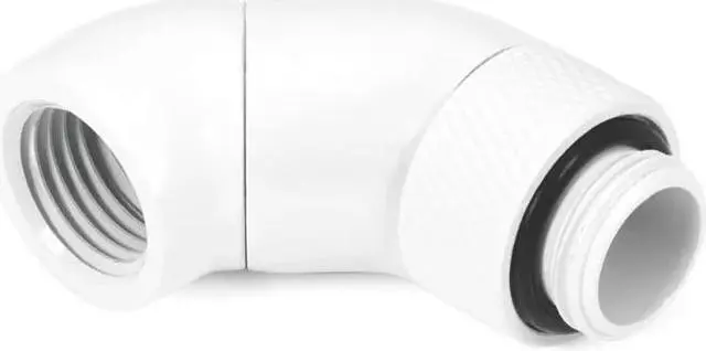 Main image of Alphacool Eiszapfen Angled Adaptor Double-45Â° Rotatable G1/4 Outer Thread to G1/4 Inner Thread - White (17628)