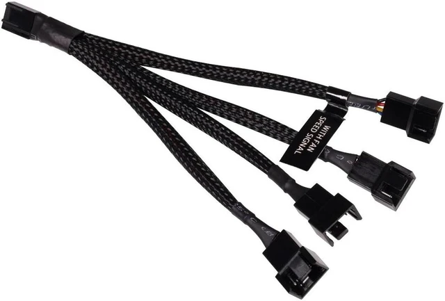 Main image of Alphacool Y-Splitter 4-Pin to 4x 4-Pin PWM Cable - 15cm - Black (18682)
