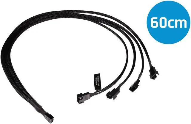 Main image of Alphacool Y-Splitter 4-Pin to 4x 4-Pin PWM Cable - 60cm - Black (18684)