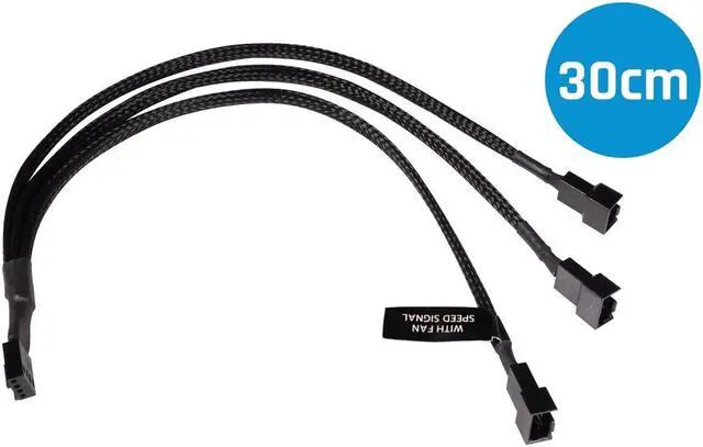 Main image of Alphacool Y-Splitter 4-Pin to 3x 4-Pin PWM Cable - 30cm - Black (18680)