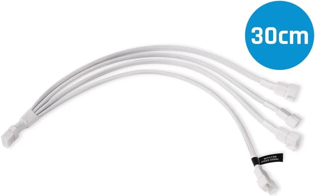 Main image of Alphacool Y-Splitter 4-Pin to 4x 4-Pin PWM Cable - 30cm - White (18729)