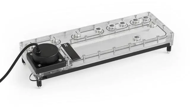 Main image of Alphacool Core Distro Plate 360 Left D5/DDC V.2 with D5 Apex Pump Reservoir, G1/4, 190 ml, Acrylic, Clear (13875)