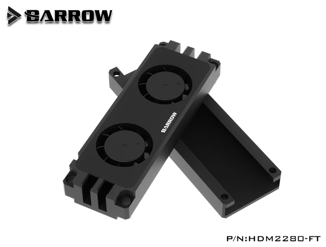 Alt view image 5 of 7 - Barrow Premium 2280/22110 PCIE SATA M2 SSD Dual Fan Heatsink Cooler - Black, Aluminum (HDM2280-FT)