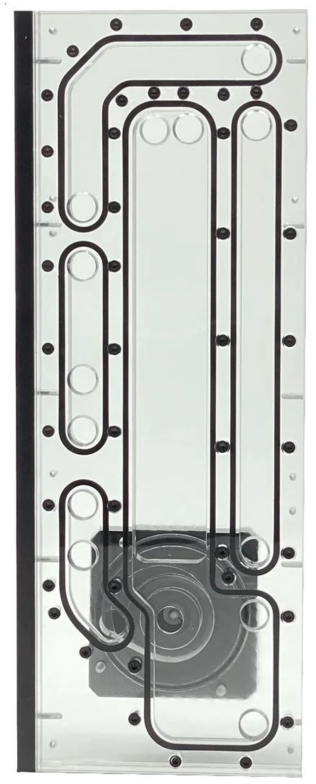 Alt view image 3 of 7 - Stealkey Customs Crossflow Distroplate for Lian Li PC-O11D EVO XL D-RGB Reservoir, G1/4, 215ml, Acrylic (SW10032)