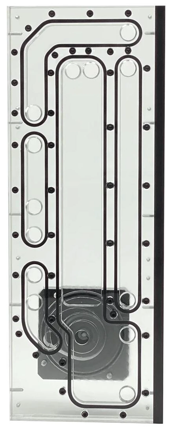Alt view image 4 of 7 - Stealkey Customs Crossflow Distroplate for Lian Li PC-O11D EVO XL D-RGB Reservoir, G1/4, 215ml, Acrylic (SW10032)