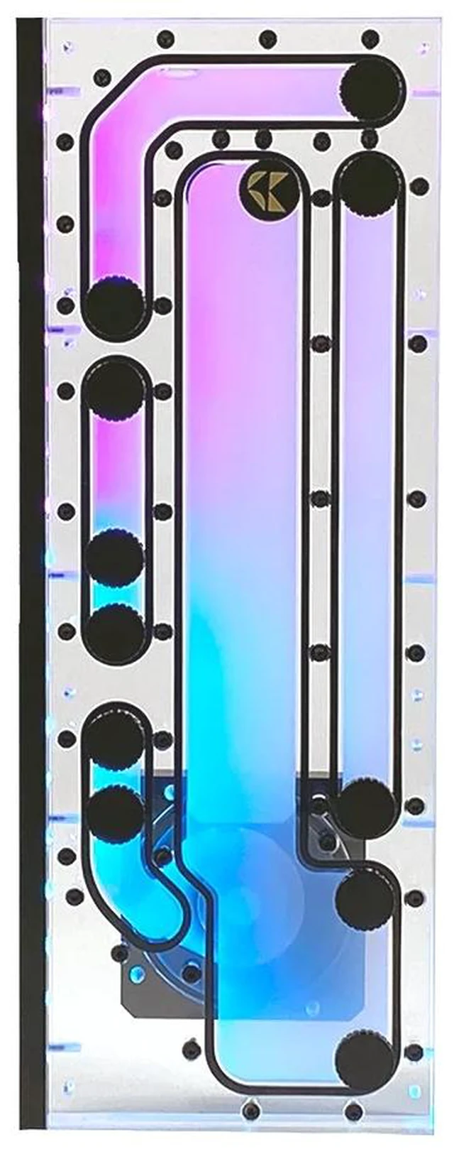 Alt view image 5 of 7 - Stealkey Customs Crossflow Distroplate for Lian Li PC-O11D EVO XL D-RGB Reservoir, G1/4, 215ml, Acrylic (SW10032)