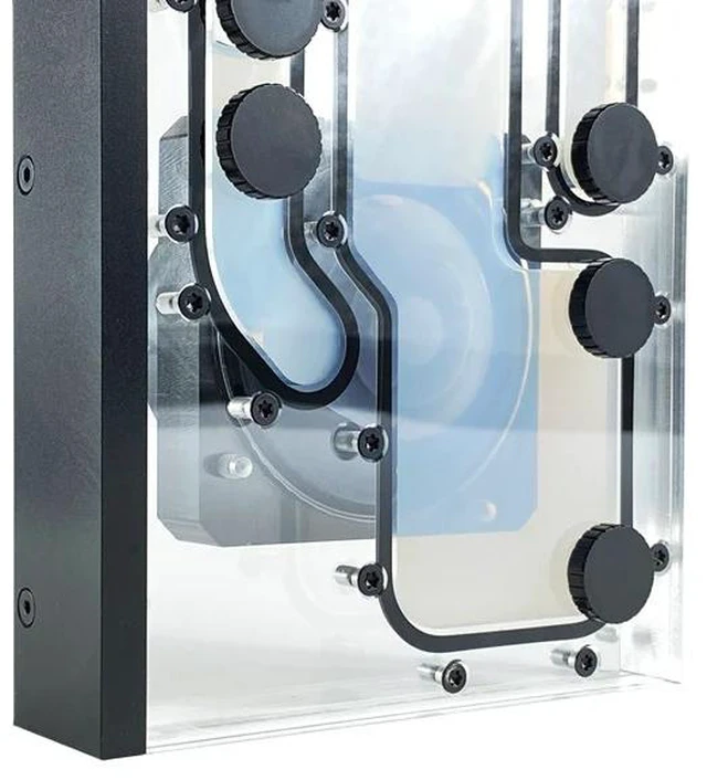 Alt view image 6 of 7 - Stealkey Customs Crossflow Distroplate for Lian Li PC-O11D EVO XL D-RGB Reservoir, G1/4, 215ml, Acrylic (SW10032)