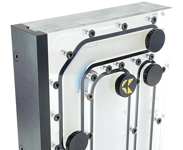 Alt view image 7 of 7 - Stealkey Customs Crossflow Distroplate for Lian Li PC-O11D EVO XL D-RGB Reservoir, G1/4, 215ml, Acrylic (SW10032)