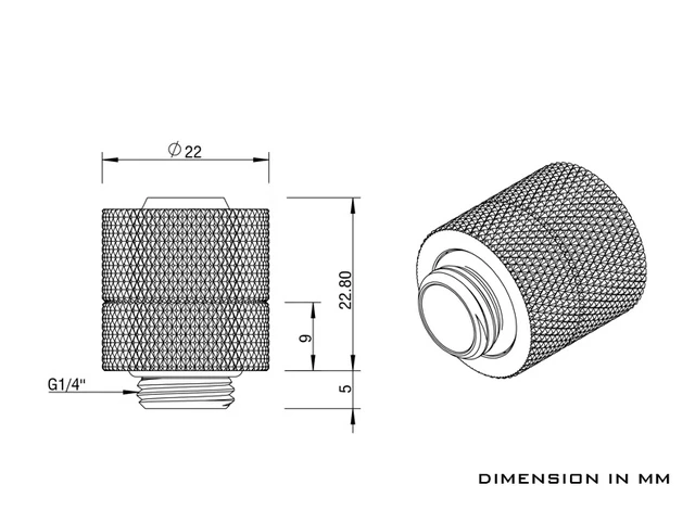 Alt view image 3 of 5 - Barrow G1/4" Thread 3/8" ID x 1/2" OD 360 Degree Rotary Compression Fitting - Black, Brass (TXKN-3/8)