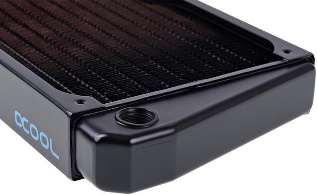 Alt view image 15 of 15 - Alphacool NexXxos ST30 Full Copper X-Flow Radiator 240, 120mm x 2, Dual Fan, Black
