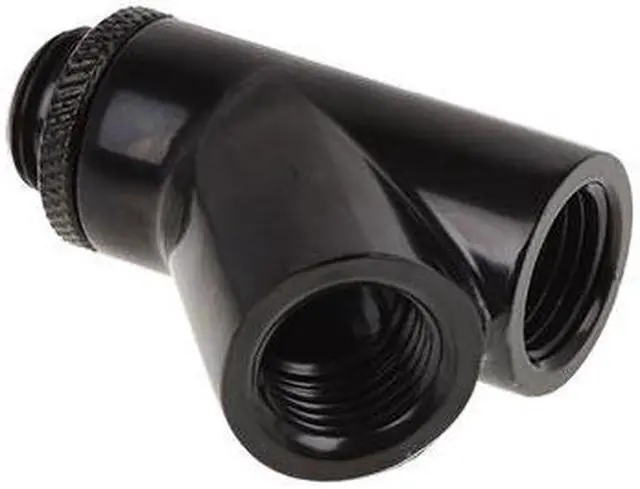 Alt view image 5 of 5 - Alphacool Eiszapfen G1/4" Y-Connector Fitting, Male to 2x Female, 45� Rotary, Deep Black