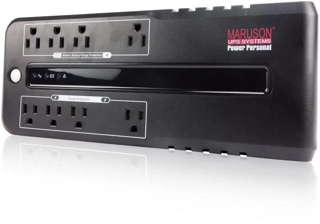 Alt view image 2 of 7 - MARUSON 625VA 330W Standby UPS Battery Backup and Surge Protector, 8 Outlets, Uninterruptible Power Supply, Software, cTUVus, POP-625BS