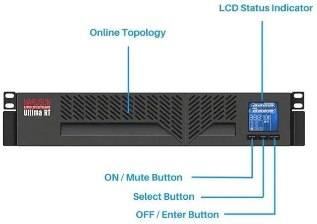 Alt view image 4 of 5 - MARUSON 2000VA Online UPS Battery Backup, 8 Outlets,1930W, LCD, Double-Conversion Uninterruptible Power Supply, 2U 2U Rackmount, cTUVus, ULT-P2KRT