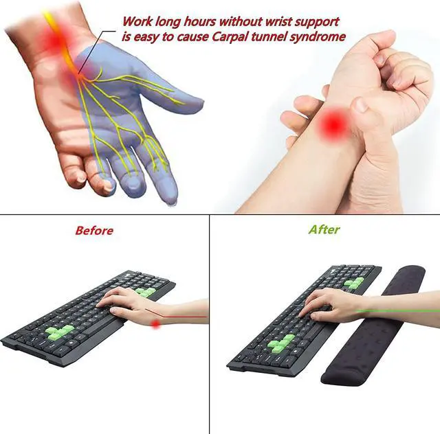 Alt view image 5 of 7 - Keyboard Wrist Rest Support Cushion Pad for Computer Laptop Office Work PC Gaming - Memory Foam Gel with Massage Holes Design - Non-Slip Easy Typing Wrist Pain Relief (Black Keyboard Pad)