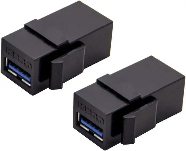 Main image of Apoi USB 3.0 Keystone Jack Inserts, (2-Pack) USB to USB Coupler Snap-in Adapters Female to Female Connector Socket Adapter Port for Wall Plate Outlet Panel-Black