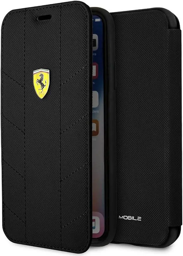 Alt view image 2 of 5 - Ferrari Wallet Case for iPhone X and for iPhone Xs Hard Case with Business Card Holder/Debit or Credit Card Slots Easy Snap-on Shock Absorption Cover Officially Licensed. (Black).