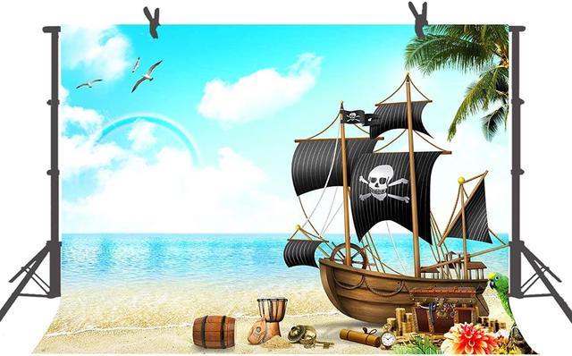 FUERMOR Cartoon Pirate Ship Backdrop 7x5ft Themed Party