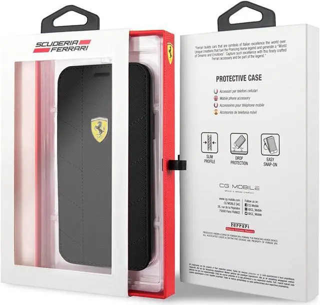 Alt view image 4 of 5 - Ferrari Wallet Case for iPhone X and for iPhone Xs Hard Case with Business Card Holder/Debit or Credit Card Slots Easy Snap-on Shock Absorption Cover Officially Licensed. (Black).