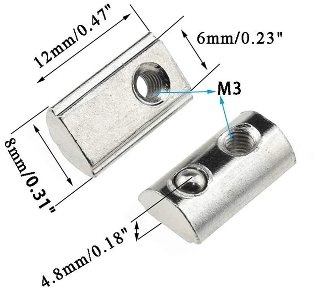 Alt view image 3 of 7 - Binzzo 2020 Series M3 M4 M5 T Slot Nuts Assortment Kit Roll-in Spring Ball Loaded Elastic Nuts 32 Pack Carbon Steel for 2020 Series Aluminum Extrusion Profile Rail with 6mm Slot for 3D Printer