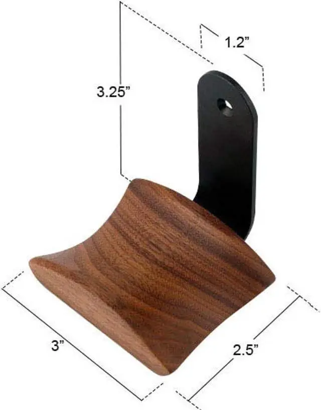 Alt view image 3 of 3 - Headphone Hanger Headset Stand Hook Walnut Wood Headphone Holder Rack Hook Desk Tabletop Wall Mount Tape Under-Desk Headphone Hanger Holder for Audio,Studio & Gaming Headphones (Wall Mount)