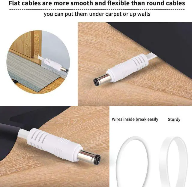 Alt view image 4 of 7 - 2 Pack 10ft/3m DC Power Extension Cable 2.1mm x 5.5mm Compatible with 12V DC Adapter Cord for CCTV IP Camera, LED, Car, White