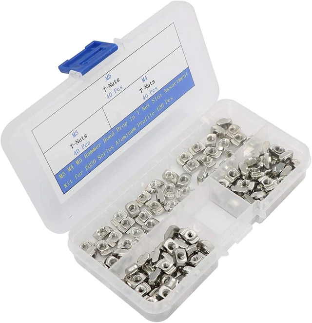 Alt view image 3 of 5 - 2020 Series T Nuts M3/ M4/ M5 T Slot Nut Hammer Head Fastener Nut Assortment Kit for Aluminum Profile-120 Pieces