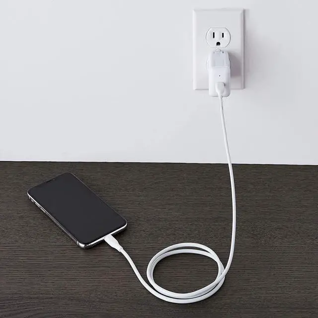 Alt view image 6 of 6 - Amazon Basics USB-C to Lightning Cable MFi Certified Apple Charger for iPhone 12 (All Models) Phone 11 Pro/11 Pro Max - White 3-Foot