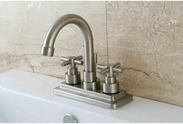 Alt view image 3 of 6 - Kingston Brass Ks8668Ex Twin Lever Handles 4 Inch Centerset Lavatory Faucet - Satin Metal Finish