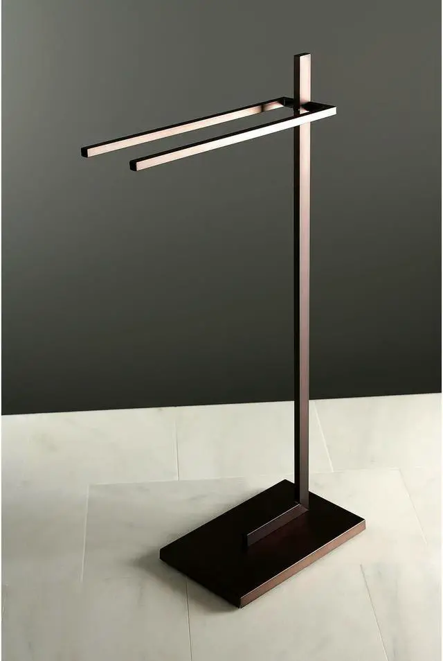 Alt view image 8 of 18 - Kingston Brass SCC8605 Modern Edenscape Pedestal Dual Towel Rack - Oil Rubbed Bronze
