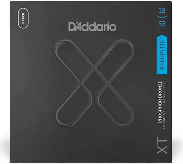Main image of 3-Pack of D'Addario XTAPB1253 XT Phosphor Bronze Acoustic Guitar Strings 12-53