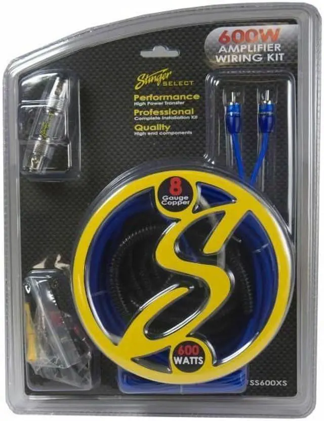 Alt view image 5 of 13 - Stinger SS600XS 8 gal Copper 600 watts Amp Kit with Blue Twisted RCA Wire