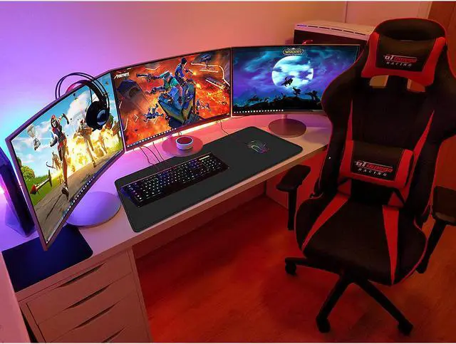 Alt view image 7 of 7 - Large Gaming Mouse Pad,Upgrade Ble 31.5"X15.7"X0.12" Large Extended Gaming Mouse Pad With Stitched Edges,Waterproof Non-Slip Base Long Xxl Desk Mat For Office Gaming, Black