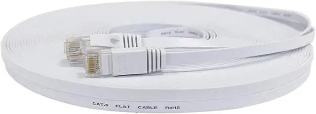 Main image of Ethernet Cable 100 Ft, Cat6 Internet Lan Network Ether Cable 100Ft, Long Flat Cat 6 Cable 100 Feet For R, Modem, Ps4, Switch, Xbox One, Tv, Gaming, Pc, Cctv (White)