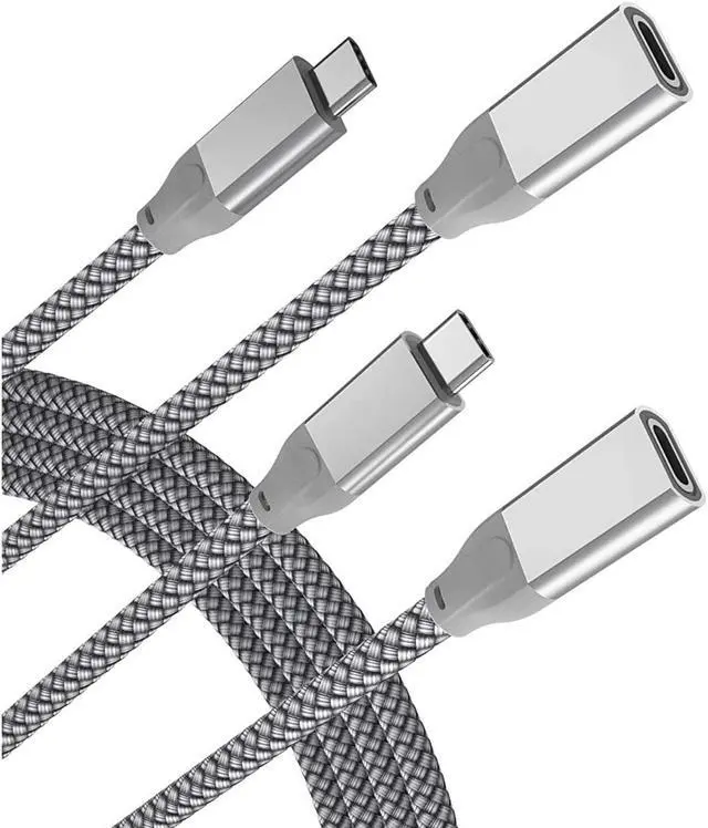 Main image of Usb Type C Extension Cable 6.6Ft 2-Pack,Usb-C 3.1 Gen2 10Gbps Female To Usbc Male Extended Adapter,Thunderbolt 3 Compatible Extender Cord For Nintendo Switch,Macbook Pro, Go,Oculus Quest Link