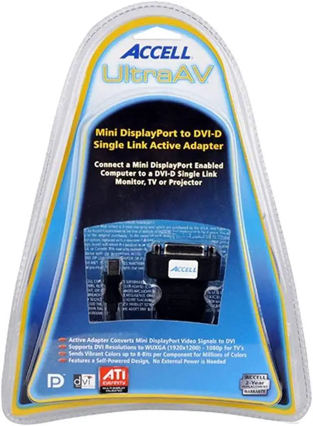 Alt view image 4 of 5 - Mdp To Dvi Adapter - Mini Displayport To Dvi-D Single-Link Active Adapter - Amd Eyefinity , 1920X1200 (Wuxga) - Polybag