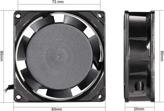 Alt view image 2 of 3 - Uxcell Cooling Fan 80Mm X 80Mm X 25Mm Sf8025At Ac 220V-240V 0.07A Dual Ball Bearings