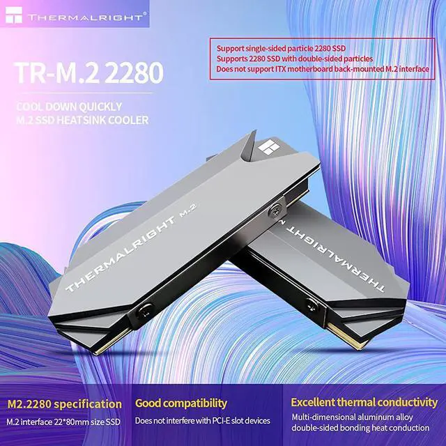 Alt view image 3 of 6 - Thermalright M.2 2280 Ssd Nvme Heatsink Cooler Double-Sided Heat Sink Alloy Aluminum With Silicone Thermal Pad For Laptop Pc Pcie Nvme Ssd