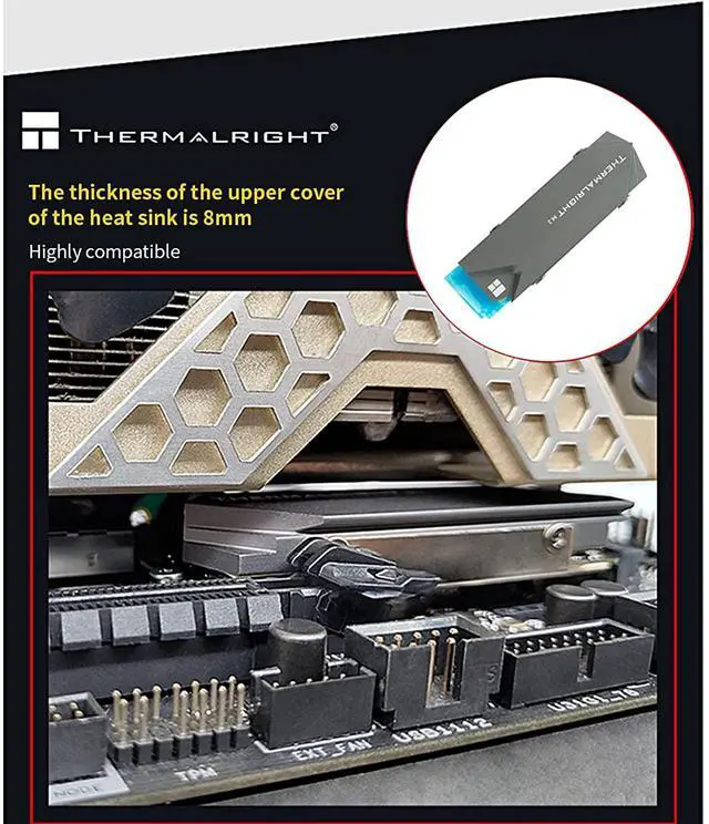 Alt view image 5 of 6 - Thermalright M.2 2280 Ssd Nvme Heatsink Cooler Double-Sided Heat Sink Alloy Aluminum With Silicone Thermal Pad For Laptop Pc Pcie Nvme Ssd