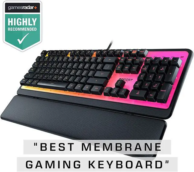 Alt view image 4 of 7 - ROCCAT Magma Silent Membrane Switch PC Gaming Keyboard with 5 Zone/10 LED AIMO RGB Top Plate and Detachable Palm Rest - Black