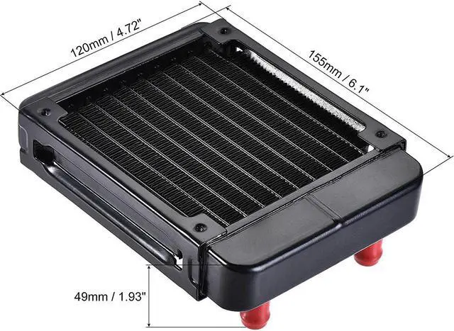 Alt view image 2 of 6 - Uxcell Water Cooling Radiator For Pc Cpu 155Mm X 120Mm X 32Mm With 10 Aluminum Tubes
