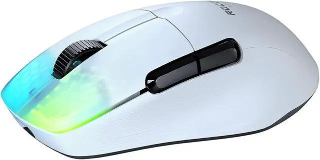 Alt view image 3 of 11 - ROCCAT Kone Pro Air Gaming PC Wireless Mouse, Bluetooth Ergonomic Performance Computer Mouse with 19K DPI Optical Sensor, AIMO RGB Lighting & Aluminum Scroll Wheel, 100+ Hour Battery Life, White