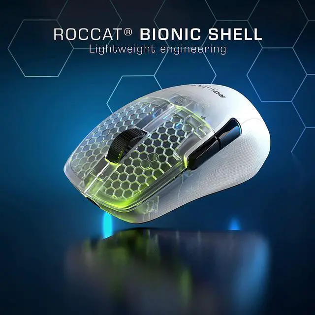Alt view image 7 of 11 - ROCCAT Kone Pro Air Gaming PC Wireless Mouse, Bluetooth Ergonomic Performance Computer Mouse with 19K DPI Optical Sensor, AIMO RGB Lighting & Aluminum Scroll Wheel, 100+ Hour Battery Life, White