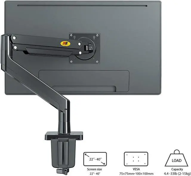 Alt view image 3 of 7 - Monitor Arm Full Motion Swivel Monitor Mount With Gas Spring For 22''-40'' Monitors With Load Capacity From 4.4 To 30Lbs Height Adjustable Monitor Stand G40-B