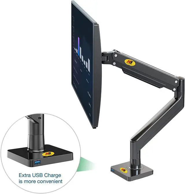 Alt view image 7 of 7 - Monitor Arm Full Motion Swivel Monitor Mount With Gas Spring For 22''-40'' Monitors With Load Capacity From 4.4 To 30Lbs Height Adjustable Monitor Stand G40-B